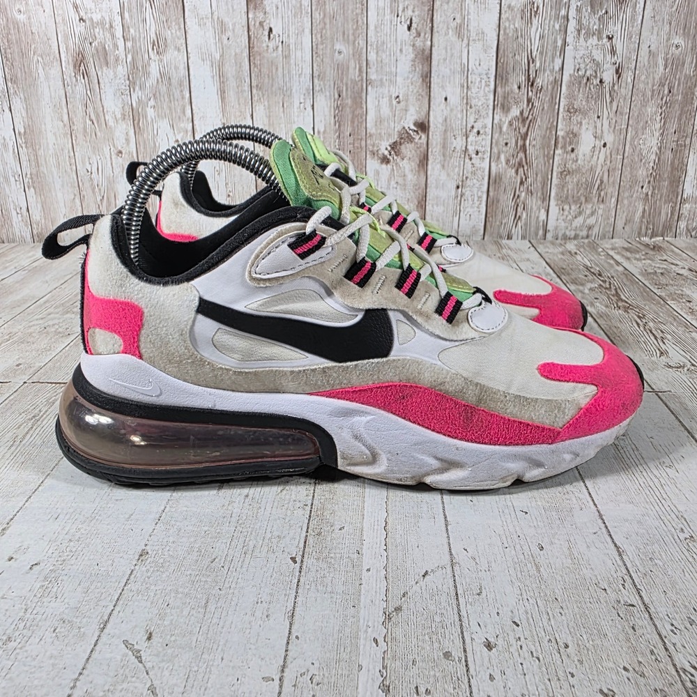 Nike Air Max 270 React Womens White Pink Lime Green Sneakers CJ0619-101 Size 7